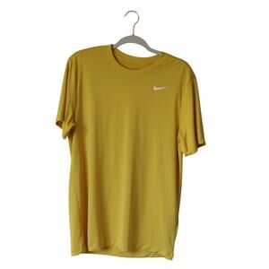 Men's Nike Dri Fit Yellow Short Sleeve Shirt Crewneck Small